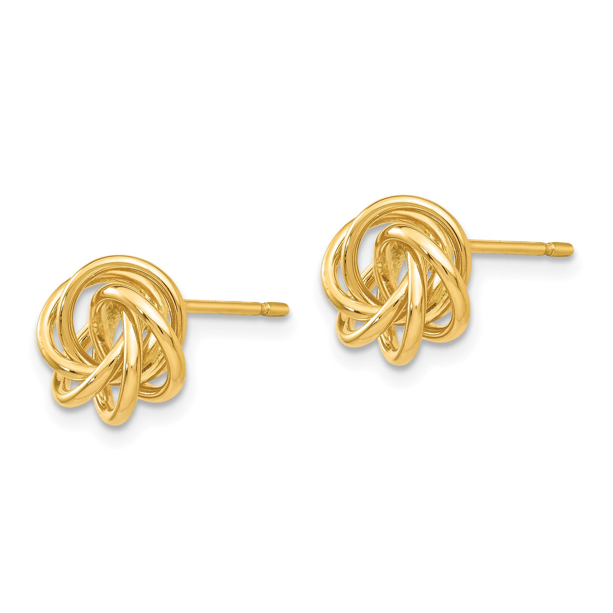 14k Yellow Gold Love Knot Stud Earrings, Intertwined Knot Design for Women