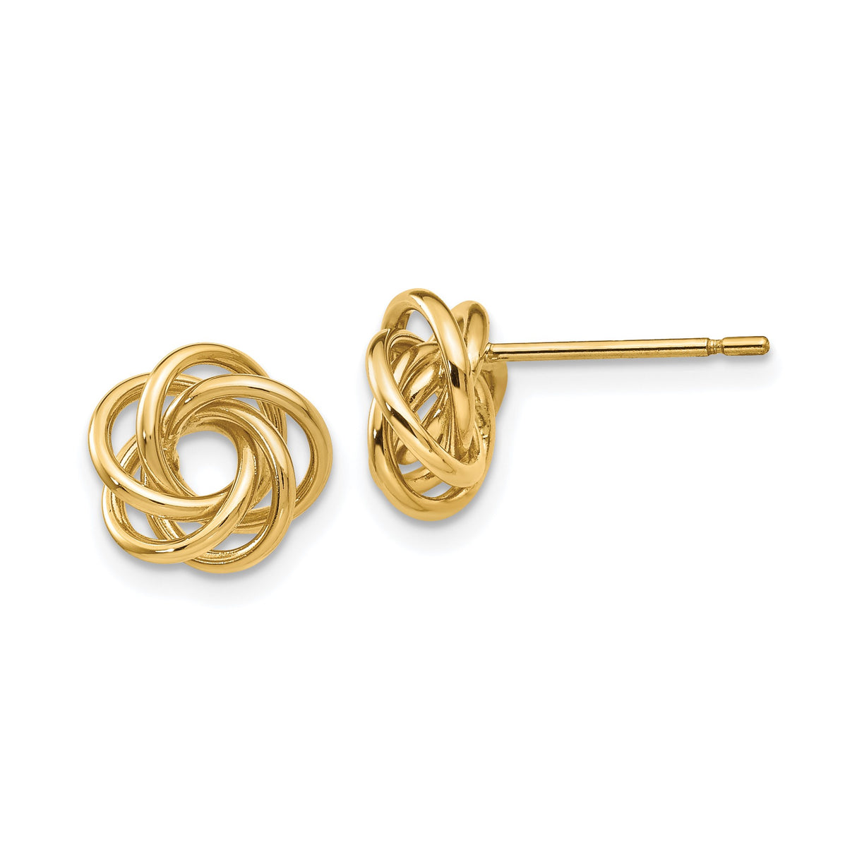 14k Yellow Gold Love Knot Stud Earrings, Intertwined Knot Design for Women