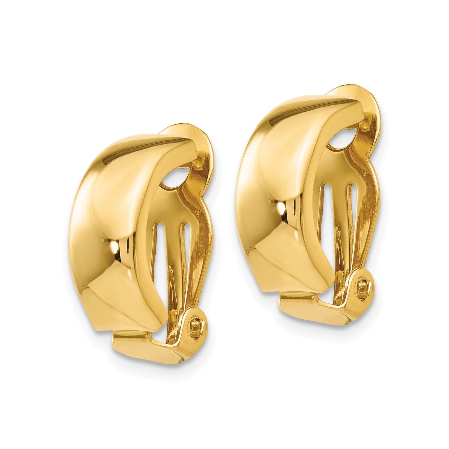 14k Yellow Gold Hoop Earrings, Clip-On Hinged Closure, Polished Minimalist Style for Women