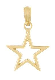 10k Yellow Gold Star Pendant Charm with Open Cutout Design, Minimalist Celestial Style