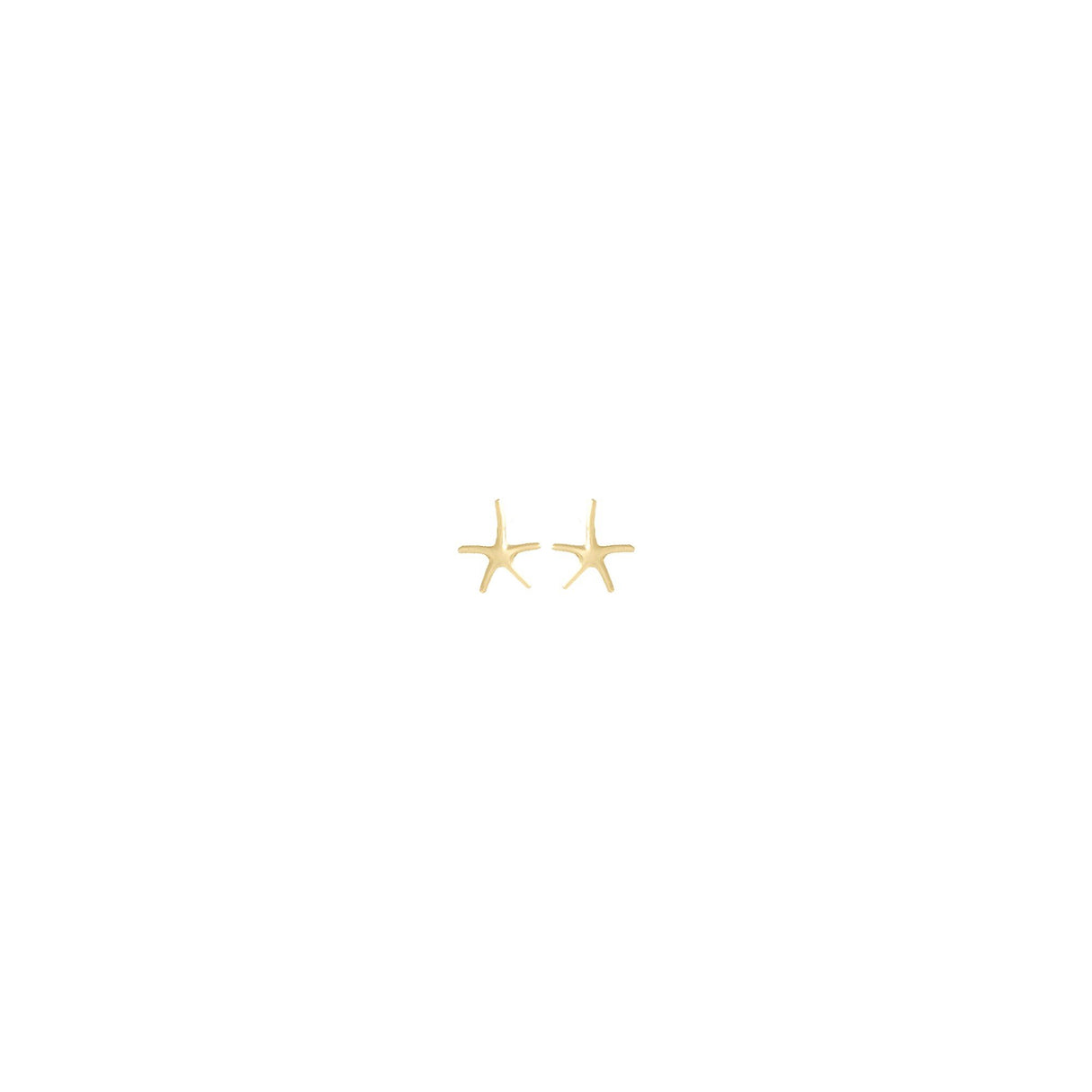 10k Yellow Gold Starfish Stud Earrings, Polished Sea Life Design, Nautical Theme Jewelry for Women