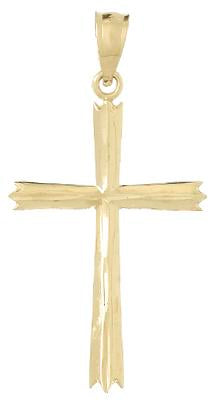 10k Yellow Gold Cross Pendant, Tapered Minimalist Design for Men and Women