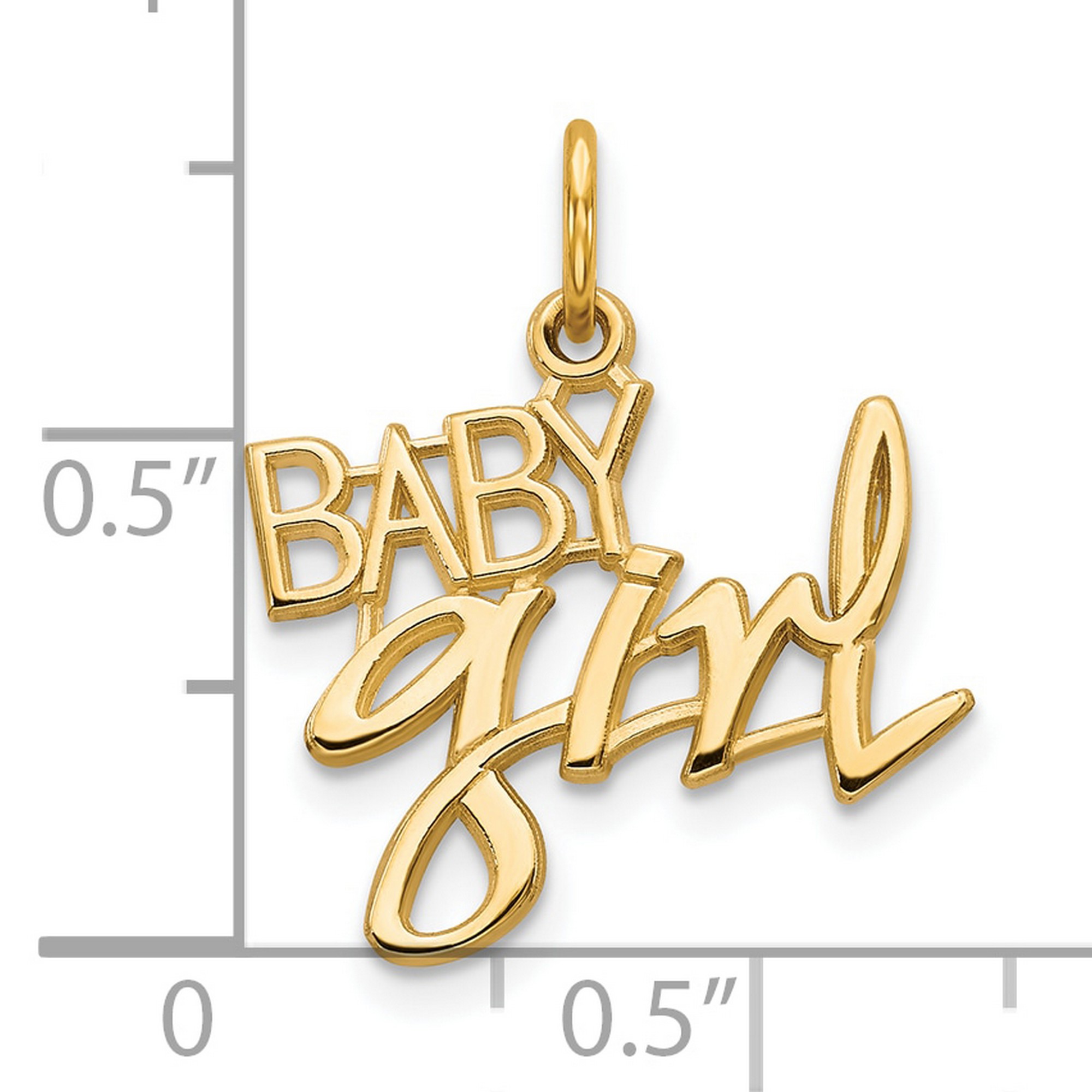 10k Yellow Gold Baby Girl Charm Pendant 17 Mm X 18 Mm 0 85gr Ebay