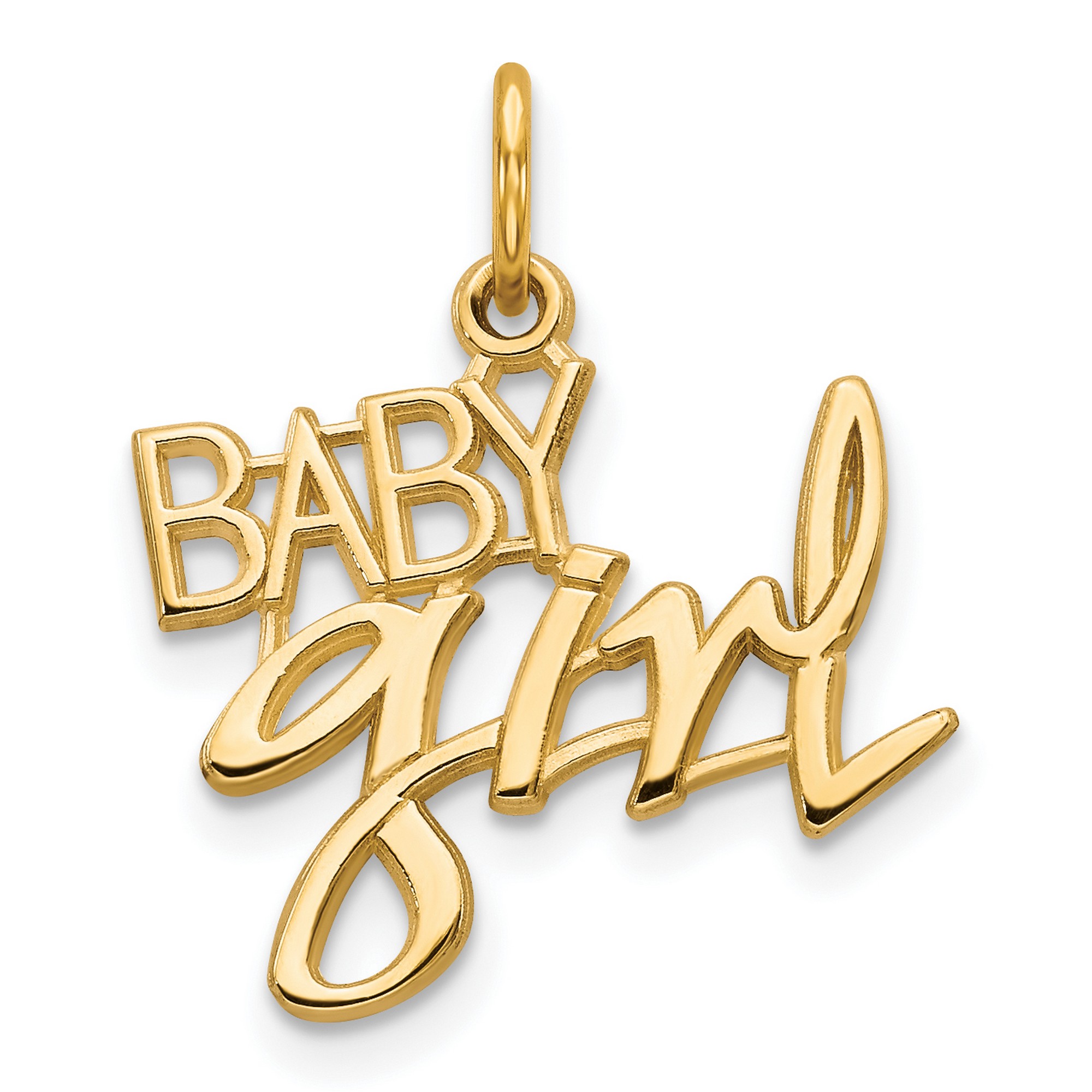 10k Yellow Gold Baby Girl Charm Pendant 17 Mm X 18 Mm 0 85gr Ebay