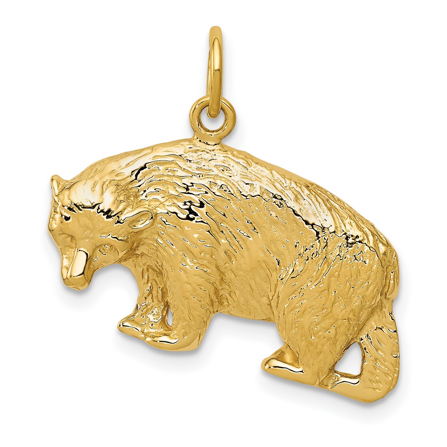 Pre-owned Jewelry Stores Network 14k Yellow Gold Textured Bear Charm Pendant