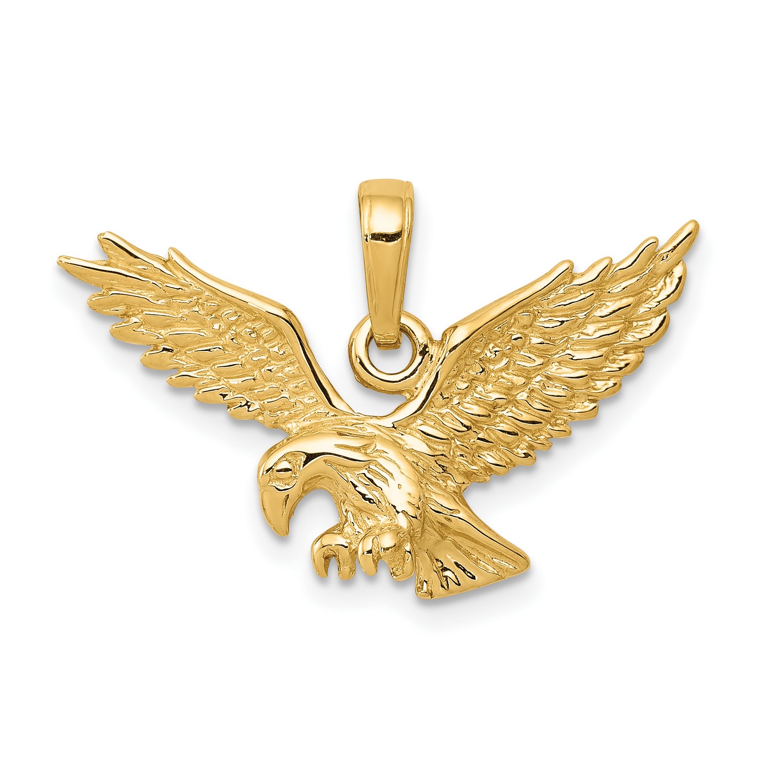 Pre-owned Jewelry Stores Network 14k Yellow Gold Solid Polished Flying Eagle Charm Pendant