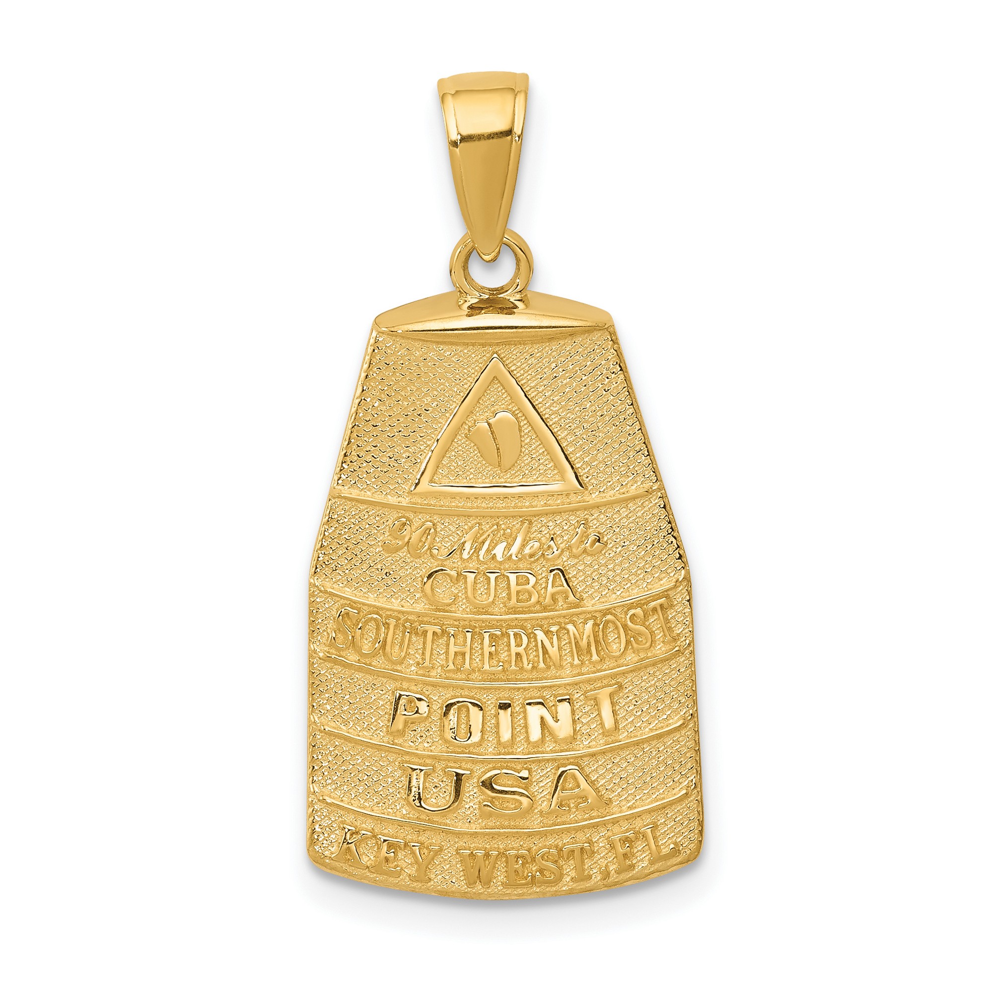 Pre-owned Jewelry Stores Network 14k Yellow Gold 90 Miles To Cuba Southernmost Point Key West Buoy Pendant