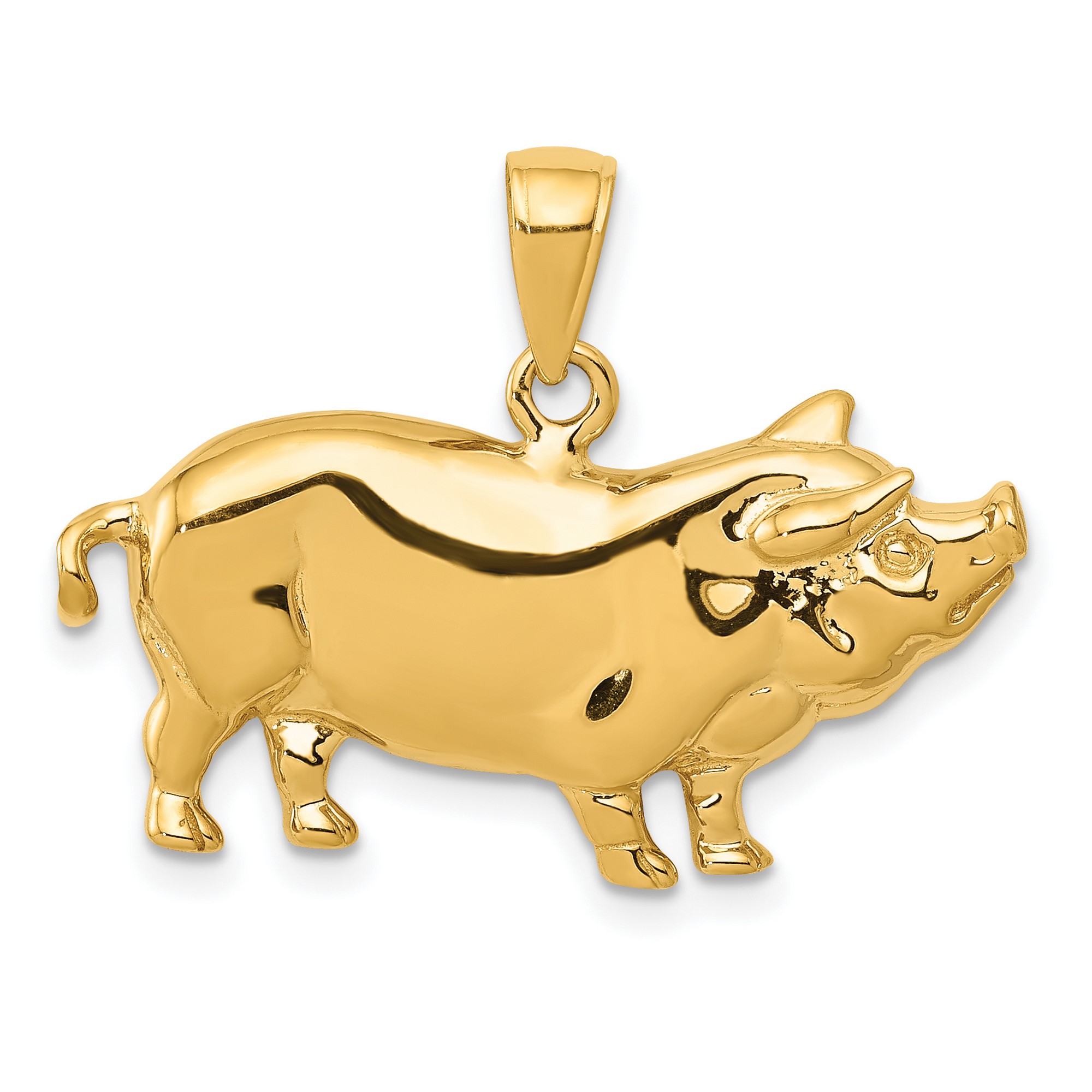 Pre-owned Jewelry Stores Network 14k Yellow Gold Solid Open-back Pot Belly Pig Charm Pendant