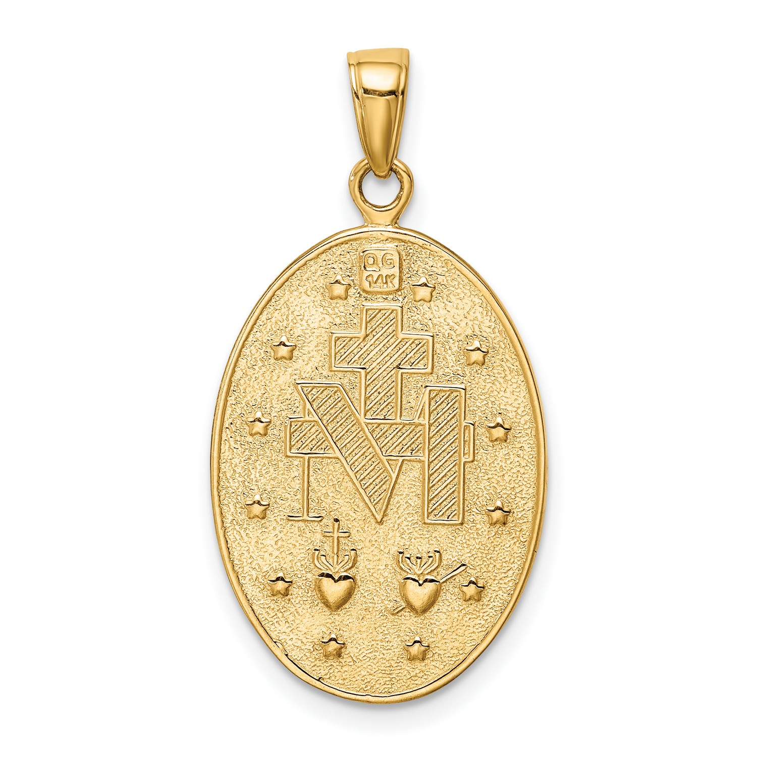 Miraculous Medal Our Lady of Graces with Words Oval Pendant in 14k ...