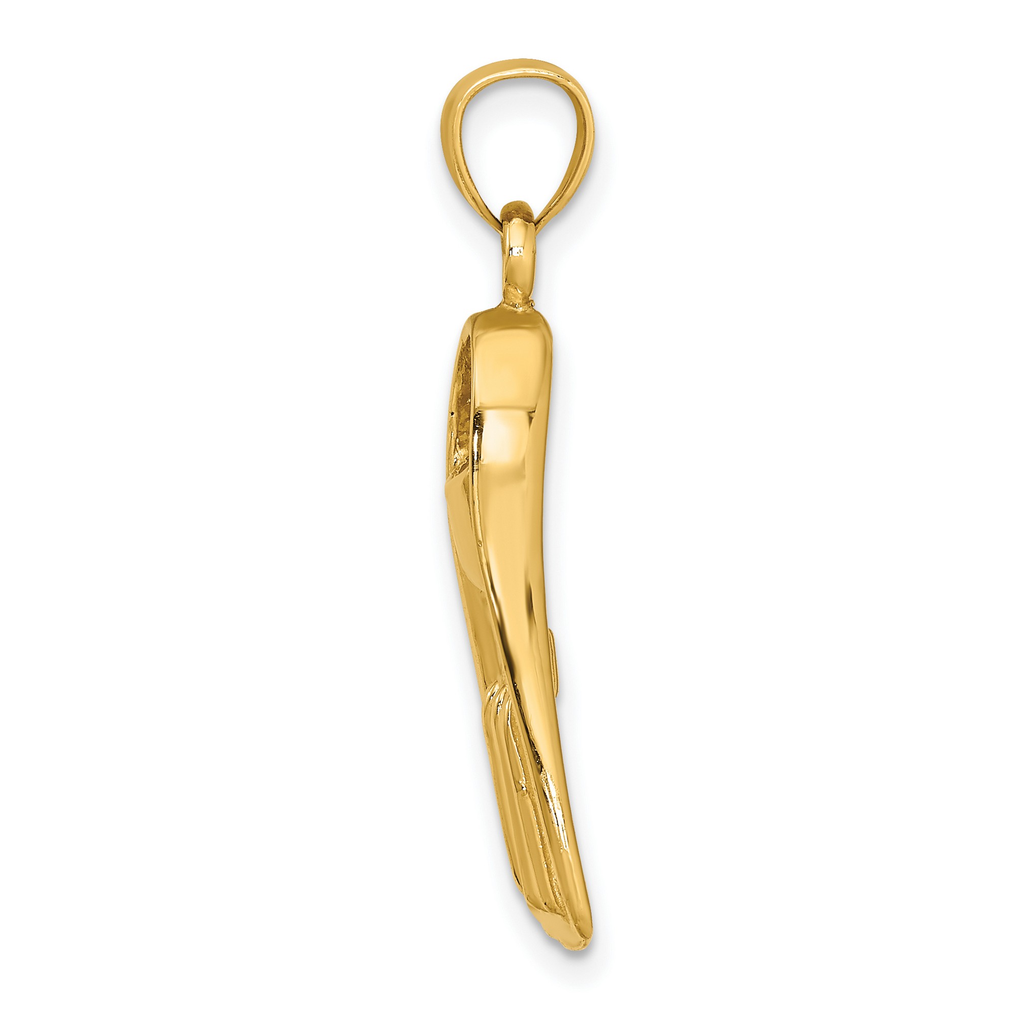  14k  Yellow Gold 3 D Scuba  Diver Fin  Charm  Pendant 22 mm x 