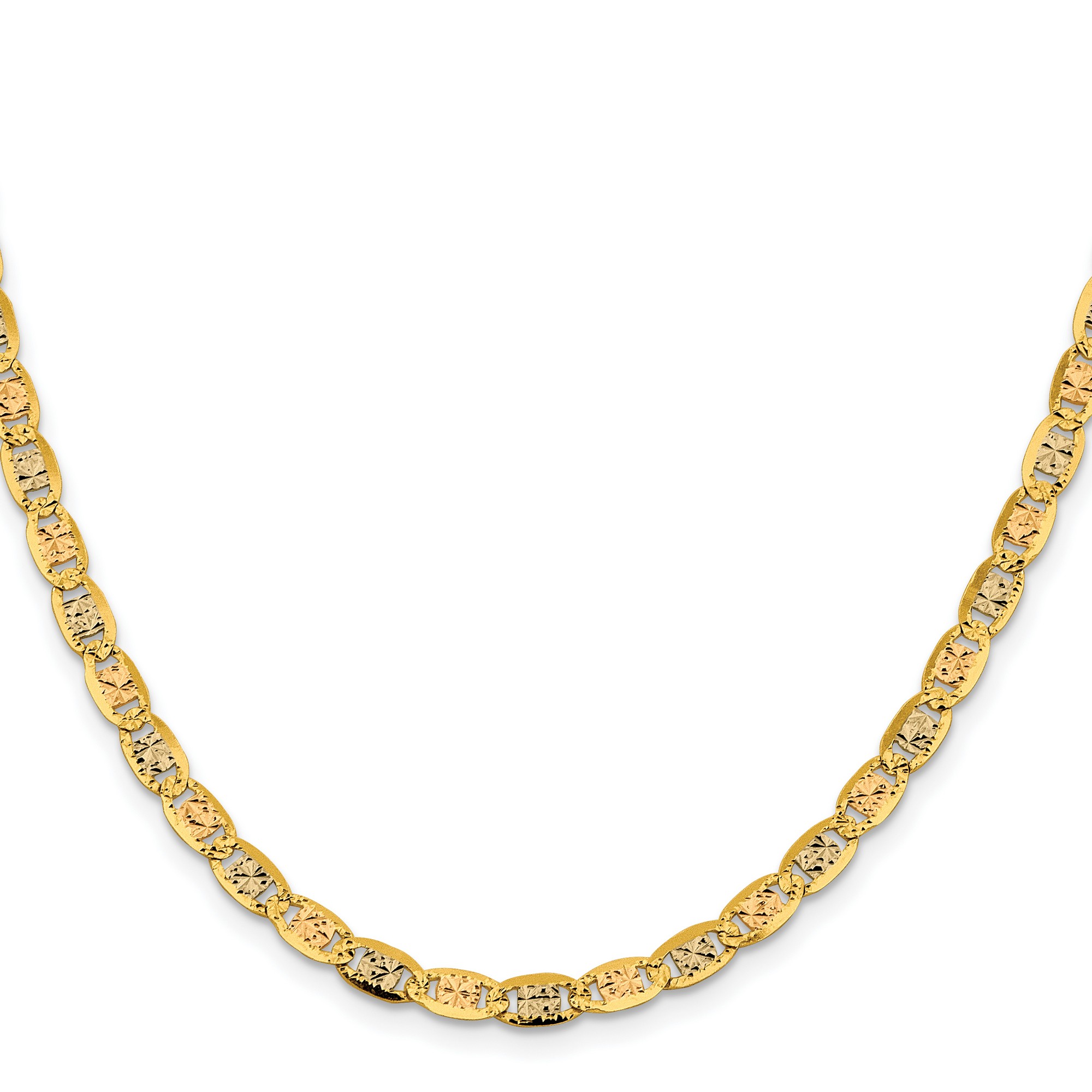 14k Tri-Color Gold 4.65mm Pave Valentino Chain Necklace | eBay