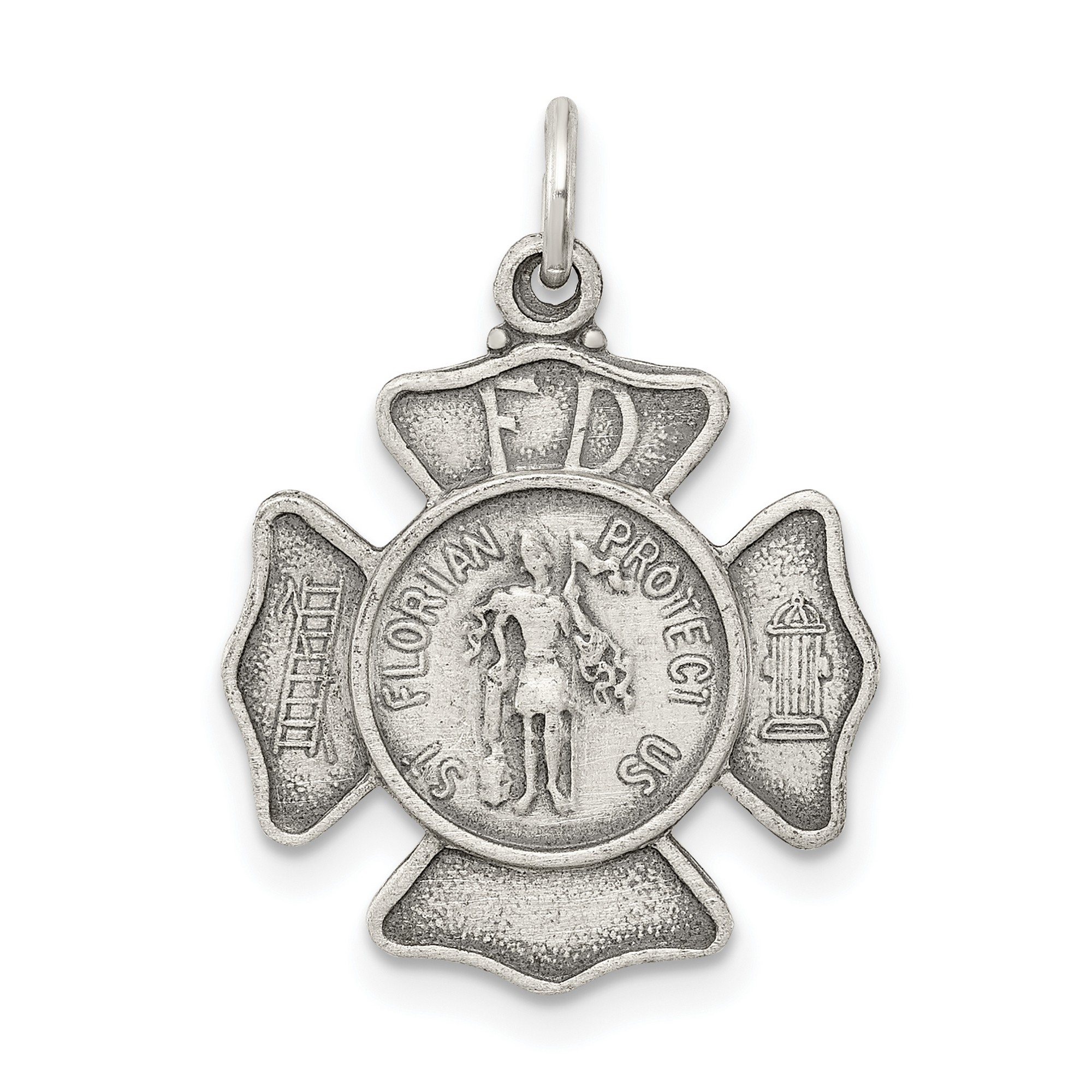 Saint Florian Protect Us Firefighter Badge Charm Pendant In 925 ...