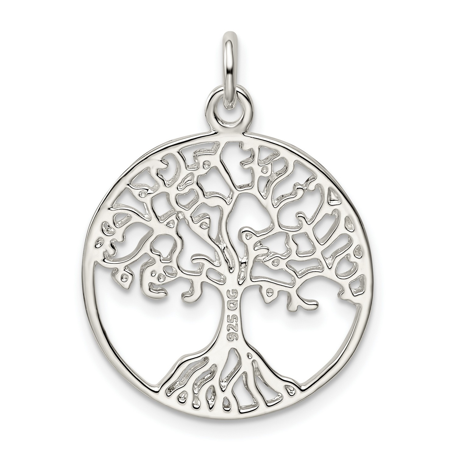 Polished Tree Of Life Quarter Size Pendant In 925 Sterling ...