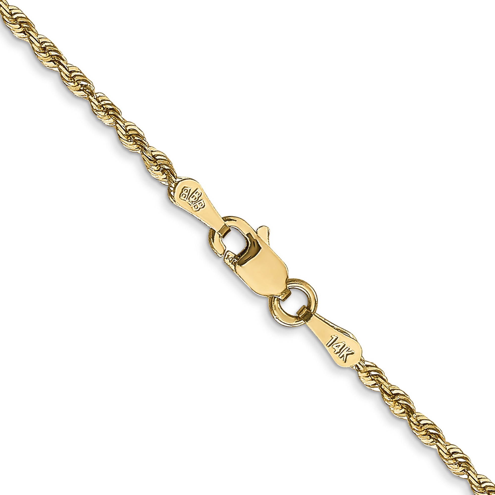 14k Yellow Gold 1.85mm Diamond-cut Quadruple Rope Chain Necklace