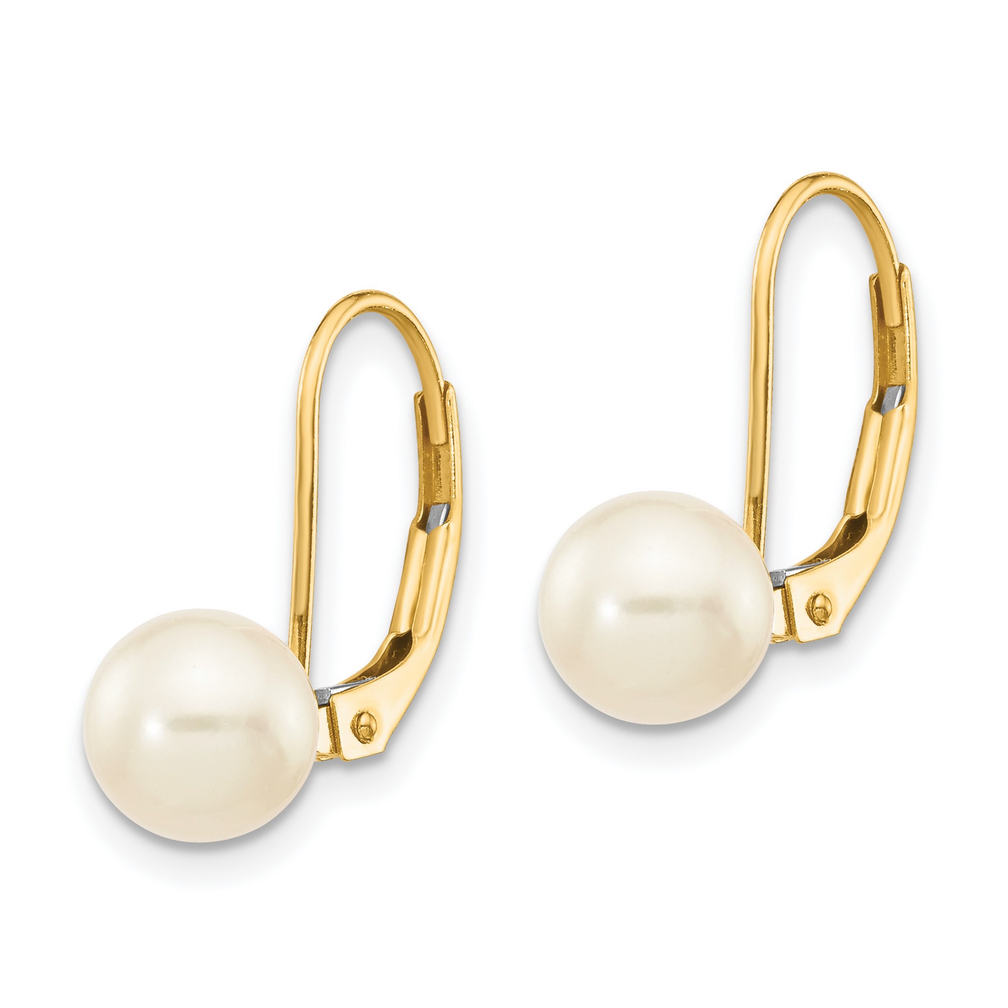 K Yellow Gold Mm Freshwater Pearl Leverback Earrings X Mm