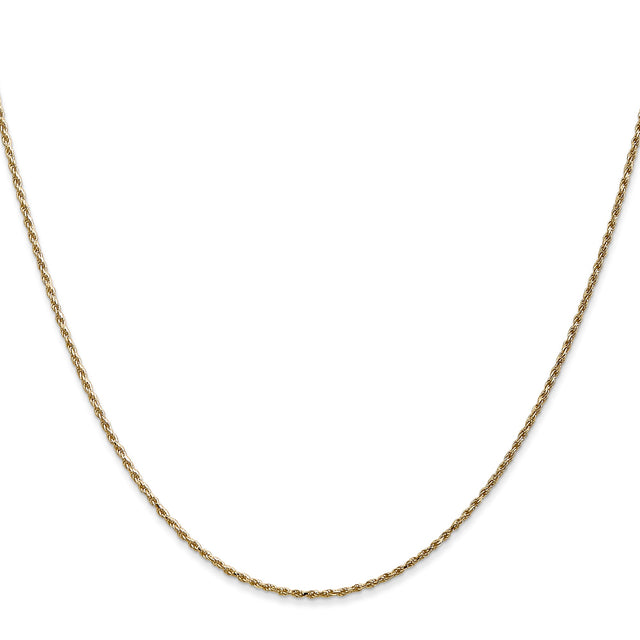 14K Yellow Gold 1.15 mm Rope Chain Necklace, Polished