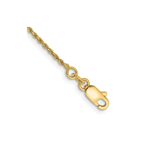 14K Yellow Gold 1.15 mm Rope Chain Bracelet, Polished