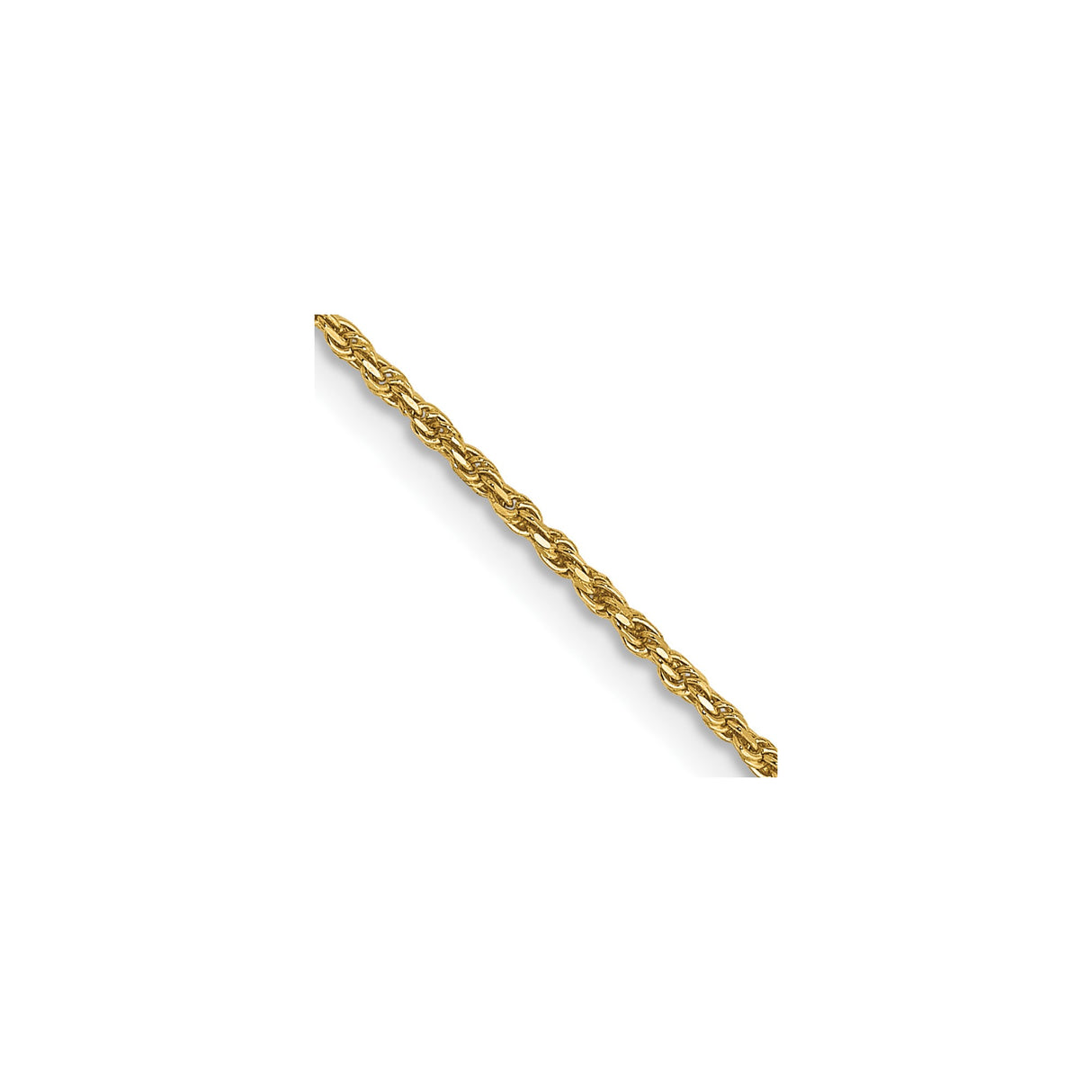 14K Yellow Gold 1.15 mm Rope Chain Necklace, Polished detail view