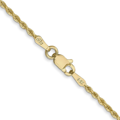 14K Yellow Gold 1.5 mm Rope Chain Necklace, Polished alternate angle