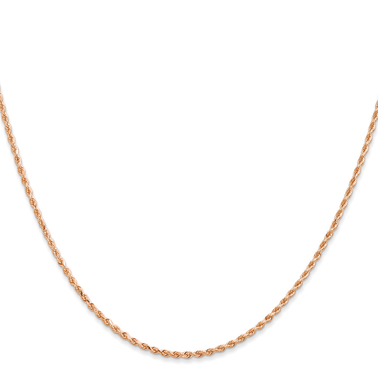 14K Rose Gold 1.5 mm Rope Chain Necklace, Polished