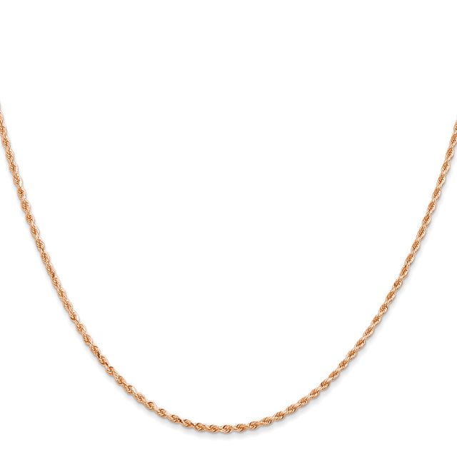 14K Rose Gold 1.5 mm Rope Chain Necklace, Polished