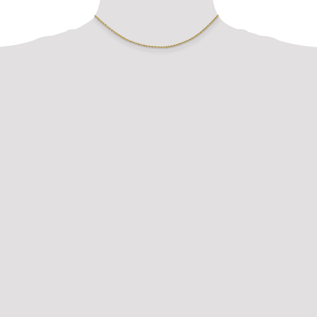 14K Yellow Gold 1.5 mm Rope Chain Necklace, Polished detail view