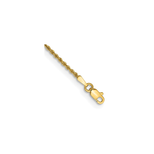 14K Yellow Gold 1.5 mm Rope Chain Bracelet, Polished