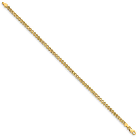 14K Yellow Gold 3 mm Rope Chain Bracelet, Polished