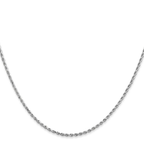 14K White Gold 1.5 mm Rope Chain Necklace, Polished