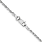 10K White Gold 1.5 mm Rope Chain Necklace, Polished alternate angle
