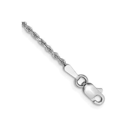 14K White Gold 1.5 mm Rope Chain Bracelet, Polished