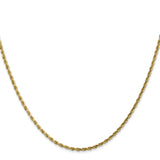 14K Yellow Gold 1.75 mm Rope Chain Necklace, Polished