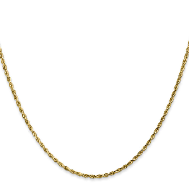14K Yellow Gold 1.75 mm Rope Chain Necklace, Polished