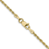 14K Yellow Gold 1.75 mm Rope Chain Necklace, Polished alternate angle