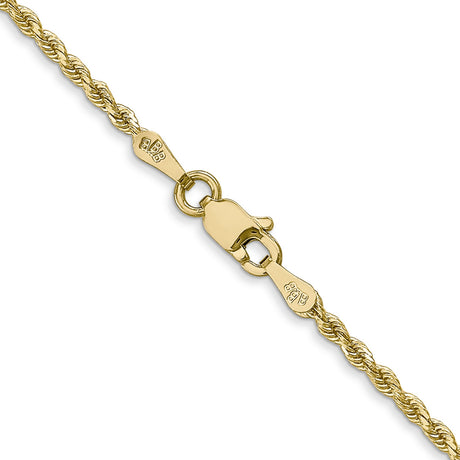 14K Yellow Gold 1.75 mm Rope Chain Necklace, Polished alternate angle