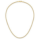 14K Yellow Gold 1.75 mm Rope Chain Necklace, Polished detail view