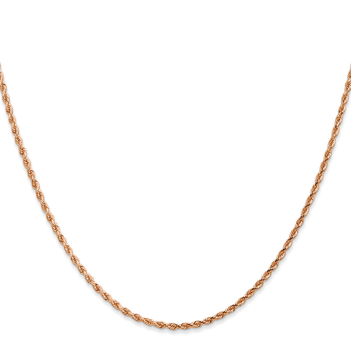 14K Rose Gold 1.75 mm Rope Chain Necklace, Polished
