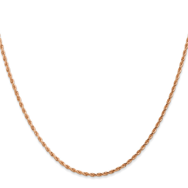 14K Rose Gold 1.75 mm Rope Chain Necklace, Polished