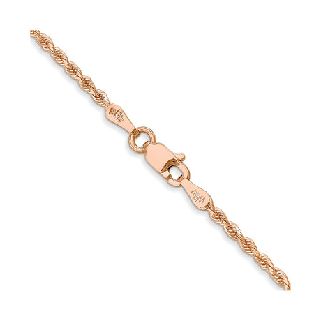 14K Rose Gold 1.75 mm Rope Chain Necklace, Polished alternate angle