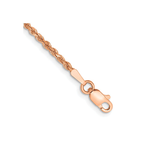 14K Rose Gold 1.75 mm Rope Chain Anklet, Polished alternate angle