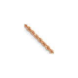 14K Rose Gold 1.75 mm Rope Chain Necklace, Polished detail view