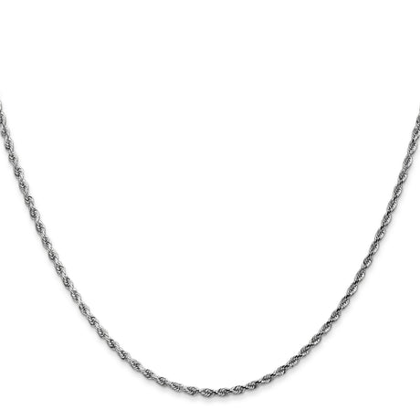 10K White Gold 1.75 mm Rope Chain Necklace, Polished