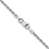 14K White Gold 1.75 mm Rope Chain Necklace, Polished alternate angle