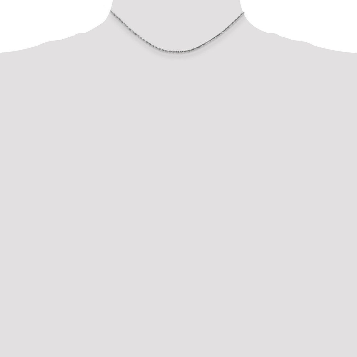 14K White Gold 1.75 mm Rope Chain Necklace, Polished detail view