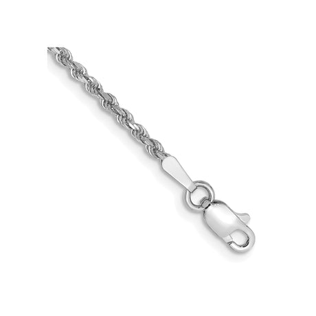 14K White Gold 1.75 mm Rope Chain Bracelet, Polished