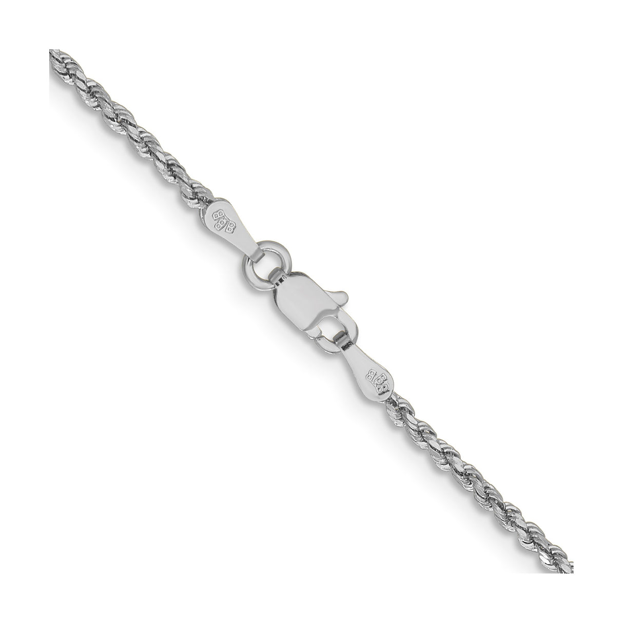 14K White Gold 1.8 mm Rope Chain Necklace alternate angle