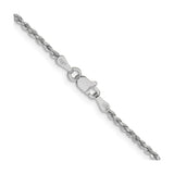 14K White Gold 1.8 mm Rope Chain Necklace alternate angle