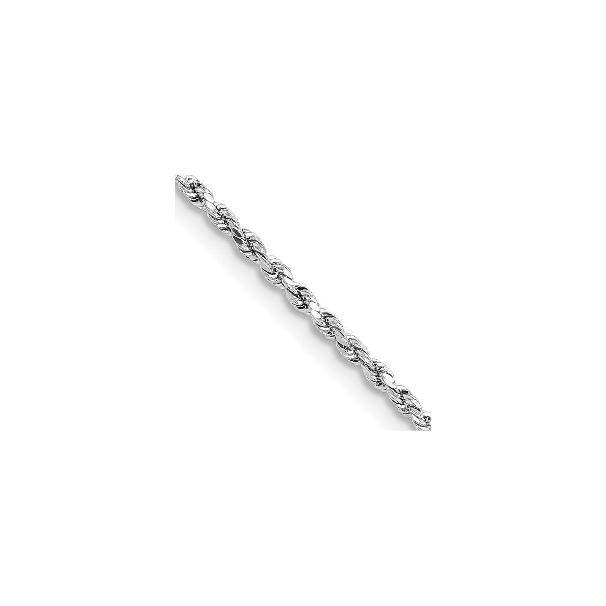 14K White Gold 1.8 mm Rope Chain Necklace detail view