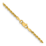 14K Yellow Gold 2 mm Rope Chain Necklace alternate angle