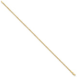 14K Yellow Gold 2 mm Rope Chain Anklet, Polished